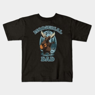 Mooseical - Musical Dad Moose with a Acoustic Guitar Kids T-Shirt